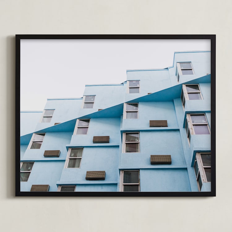 "Cool Angles" - Art Print in Cool Blue by Khariza Rae - Framed