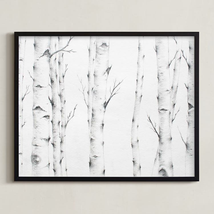 "Birch Story" - Art Print in Birch Grey by jinseikou - Framed