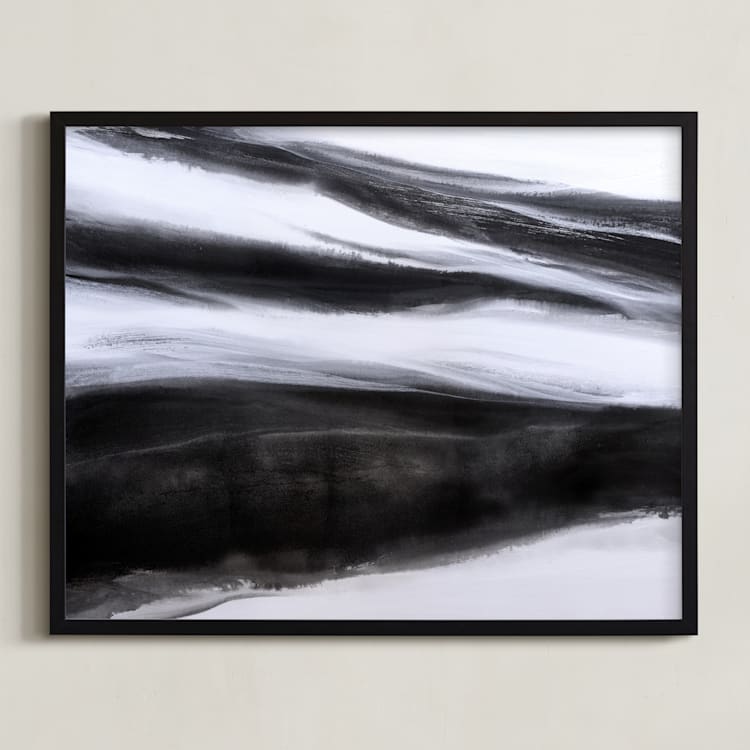 "Black Tie Silver" - Art Print in Silver Black by Teodora Guererra - Framed