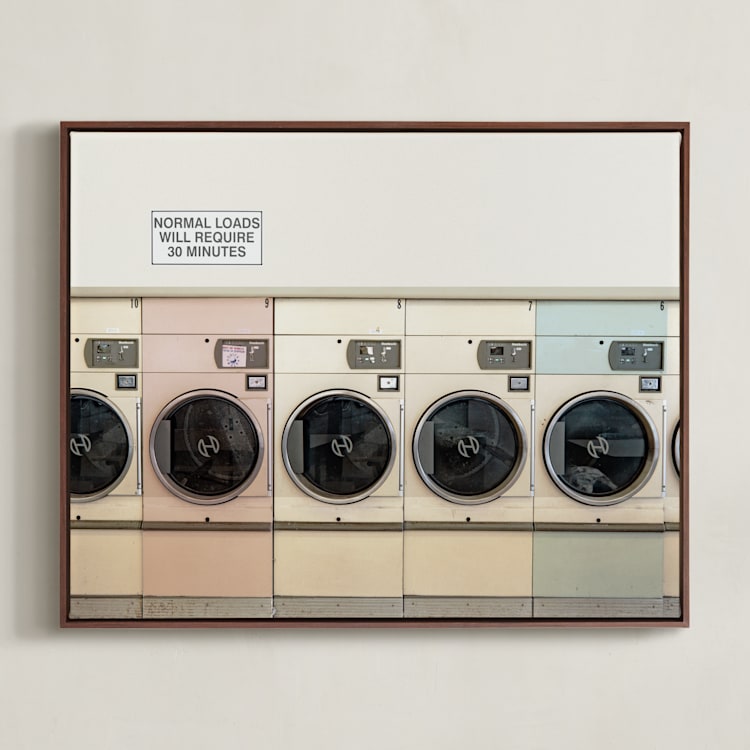 "at the laundromat" - Art Print in isabelline by Maja Cunningham - Framed Canvas