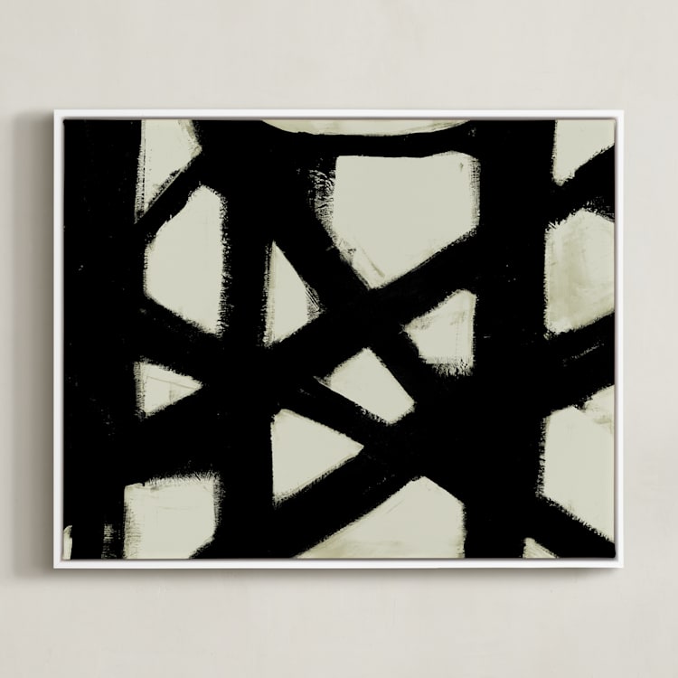 "Missed Connections" - Art Print in Black and White by Ilana Greenberg - Framed Canvas