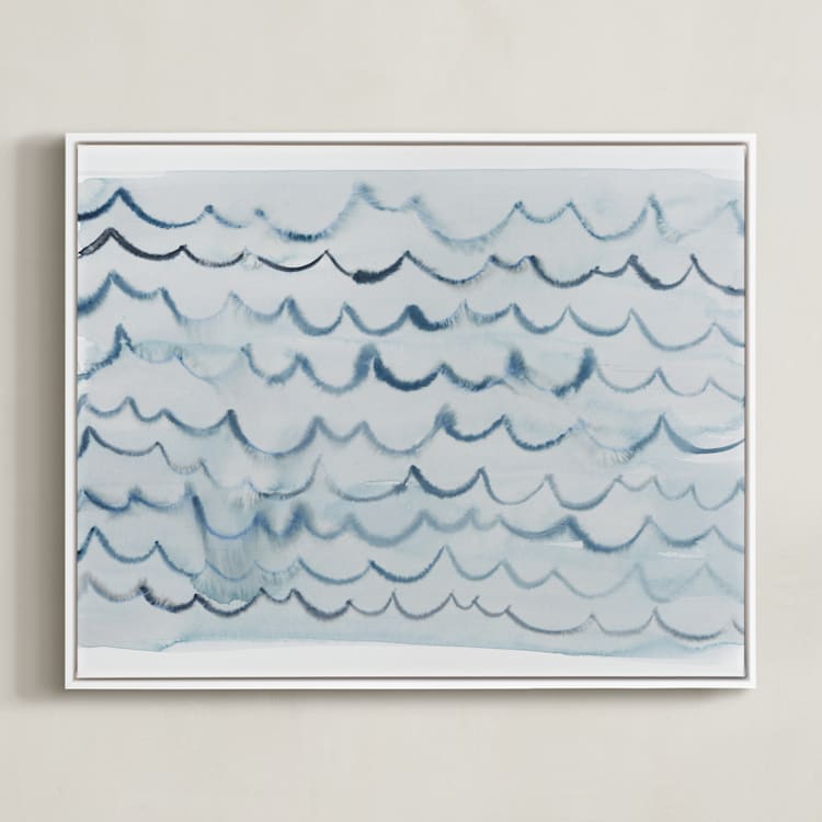 "waves" - Art Print in pool blue by Kelly Witmer - Framed Canvas