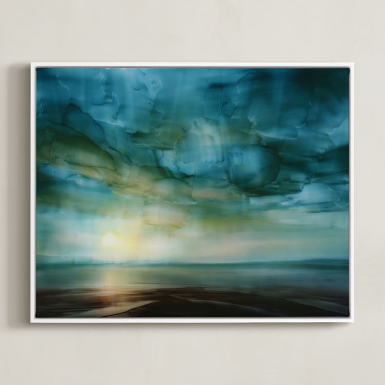 "Changing Light" - Art Print in Moonlight Blue by Brian Sostrom - Framed Canvas