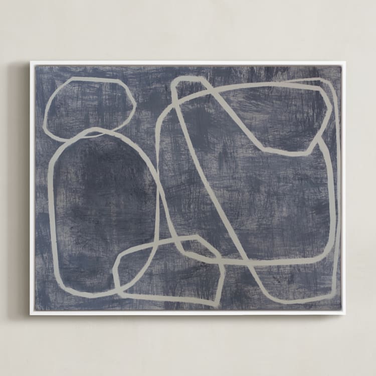 "Squiggles" - Art Print in Blue Grey by Camille Pietrow - Framed Canvas