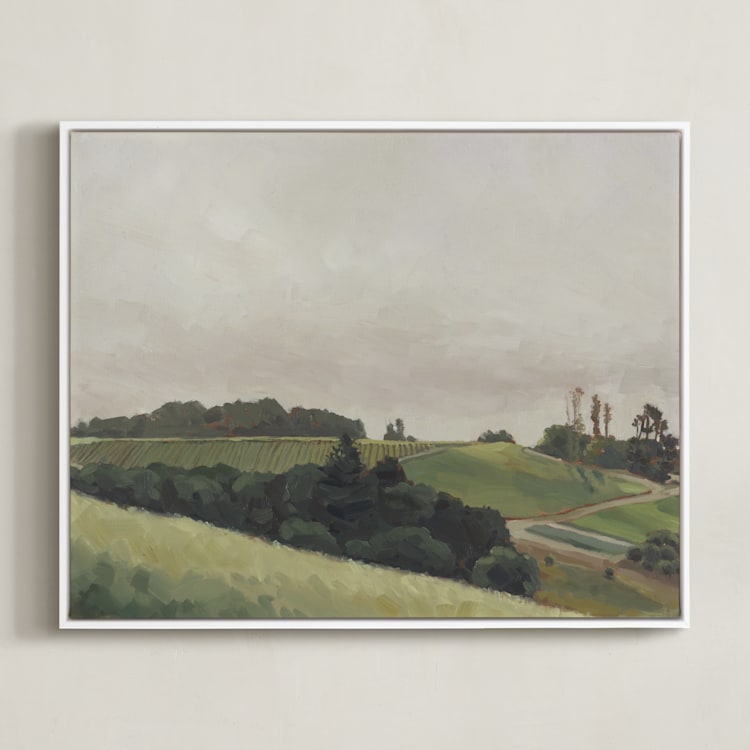 "Peaceful Vines" - Art Print in warm sky by Amanda Phelps - Framed Canvas