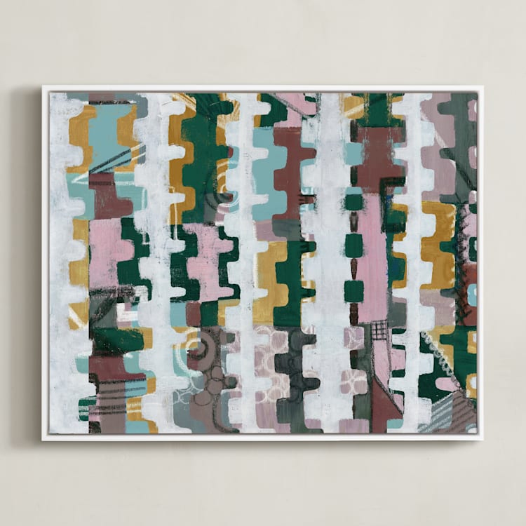 "Assemblage II" - Art Print in Assembled egg blue by Bethania Lima - Framed Canvas
