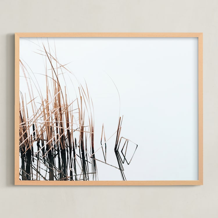 "Abstract Reeds" - Art Print in Fog by Robin Ott - Framed