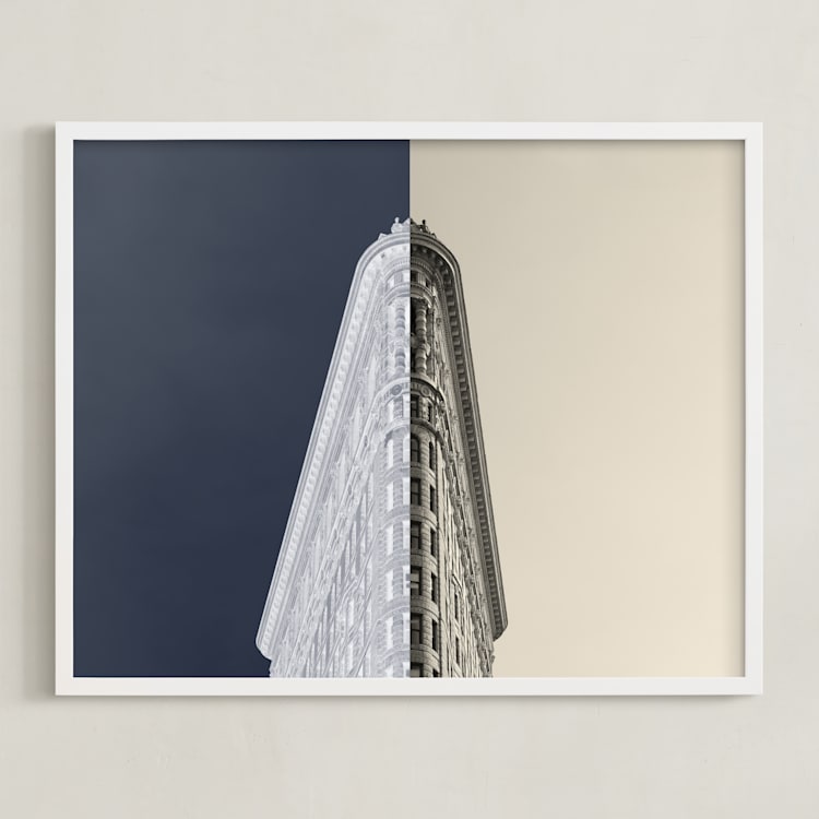 "Negative Space: New York Flatiron I" - Art Print in Slate by Jessica C Nugent - Framed
