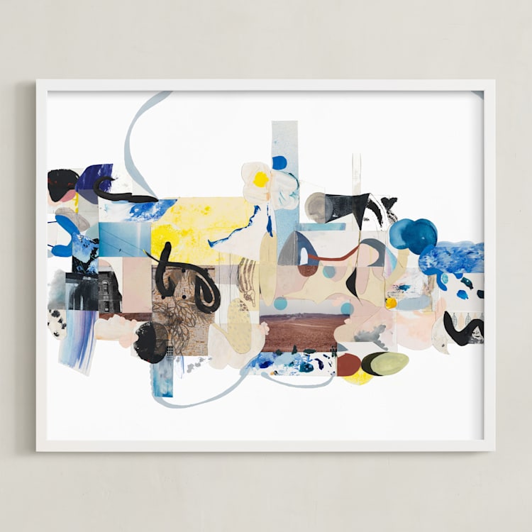 "The Color of Smoke" - Art Print in Sky Blue by Erin McCluskey Wheeler - Framed