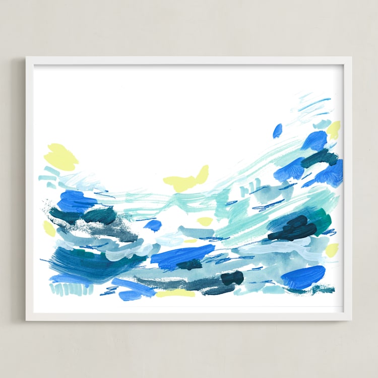 "Ocean Water Landscape" - Art Print in Cobalt by Katie Craig - Framed