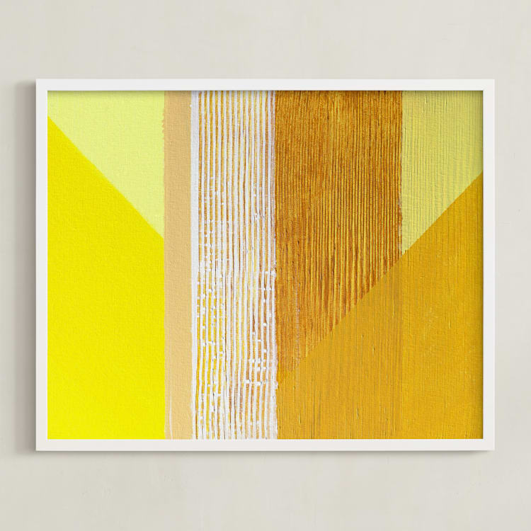 "Hues" - Art Print in Yellows by Jen Florentine - Framed