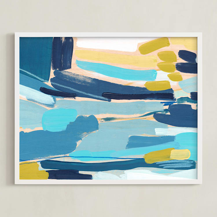 "Flatlands" - Art Print in Process Blue by Katie Craig - Framed