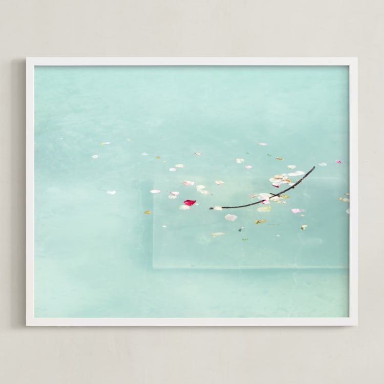 "Floating Treasures" - Art Print in Subtle Mint Green by Lisa Sundin - Framed
