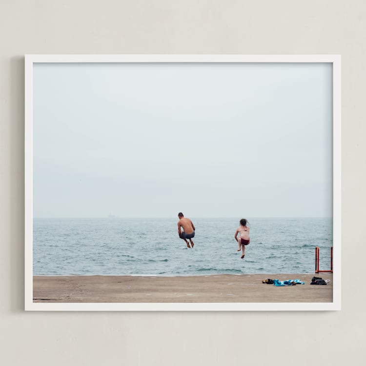 "August" - Art Print in Lake Blue by Kaitlin Rebesco - Framed