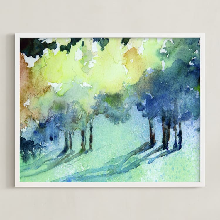 "Streaming" - Art Print in Forest Gem by Debra Pruskowski - Framed
