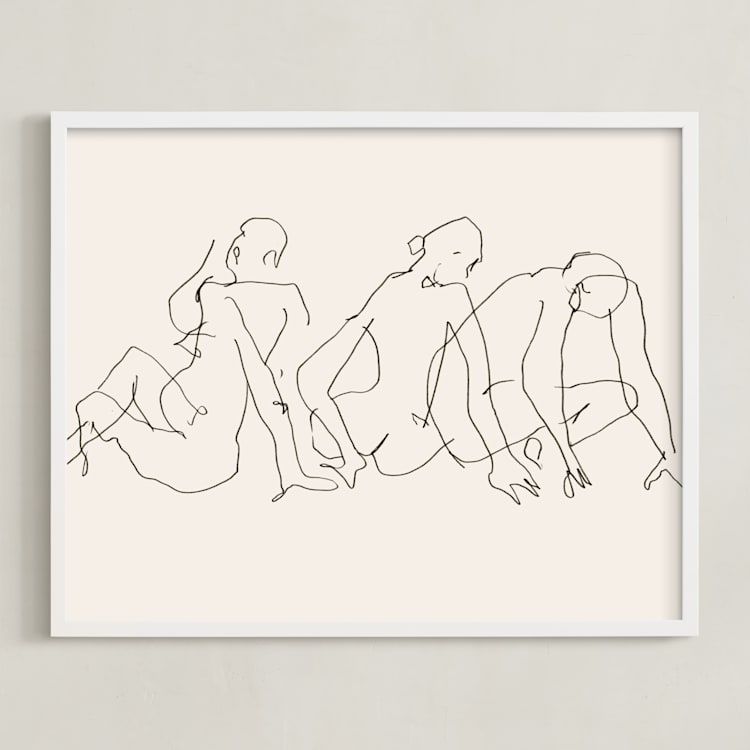 "Awaking" - Art Print in Monochrome by Catilustre - Framed