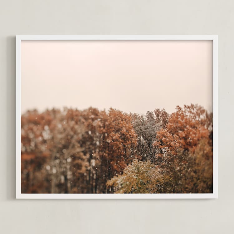 "Oak Leaves and Snowflakes" - Art Print in Autumn Oak by ALICIA BOCK - Framed
