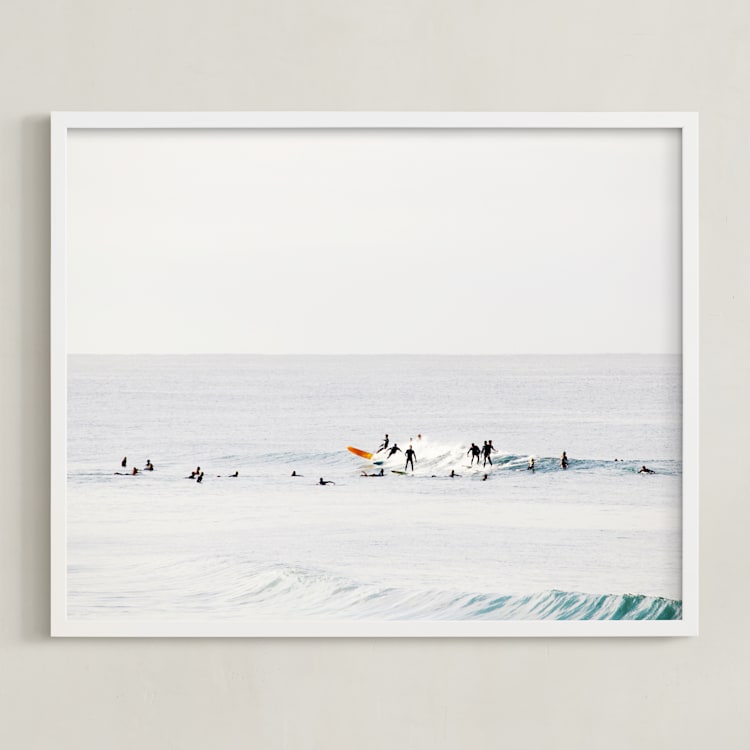 "Come On Baby Kick Them Daisies" - Art Print in Surfing Blues by Summer Strauch - Framed