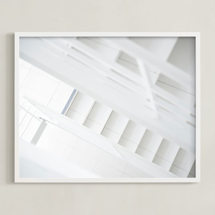 "Bright Stairway" - Art Print in White by Ilze Lucero - Framed
