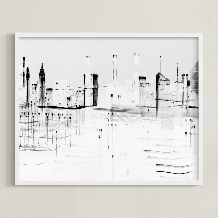 "nyc night lights " - Art Print in Black and White by Kaitlin Rebesco - Framed