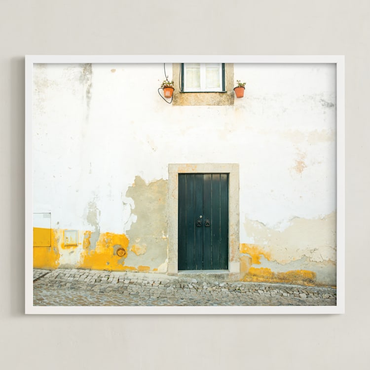 "Óbidos" - Art Print in Mustard Yellow by Heather Deffense - Framed