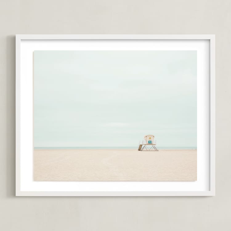 "Tower 13" - Art Print in Sky Blue by Three Kisses Studio - Framed