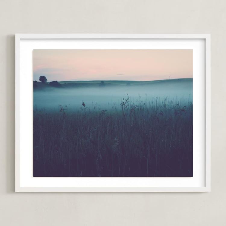 "Mystery" - Art Print in Gray sea by Lying on the grass - Framed