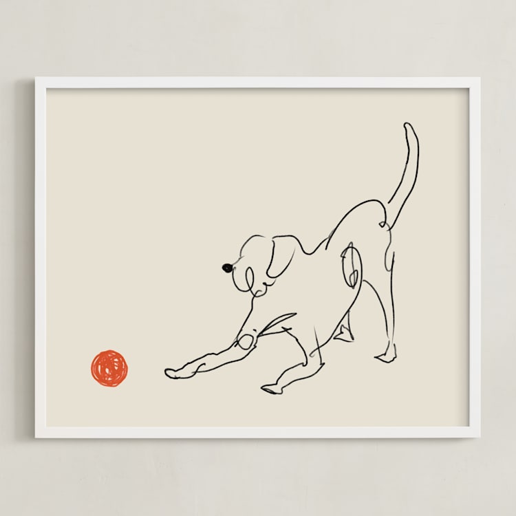 "Let's Play" - Art Print in Sand Beige by Adelyn T. - Framed