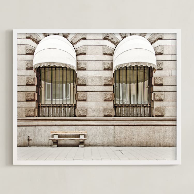 "Beige Scene" - Art Print in Creamy Beige by Alexandra Feo - Framed
