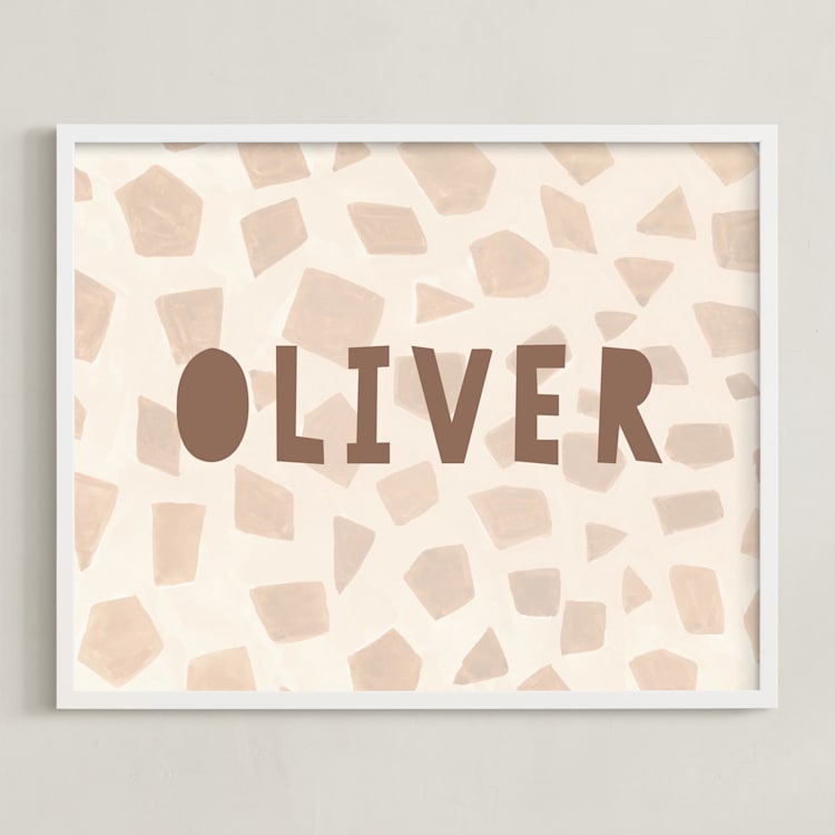 "Safari Friends 2" - Personalized Art Print in Brown by Teju Reval - Framed