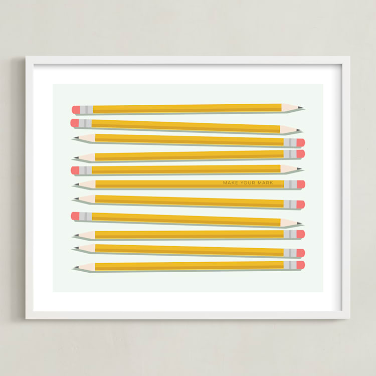 "Make Your Mark art print" - Art Print in Yellow by Sarah Cohn - Framed
