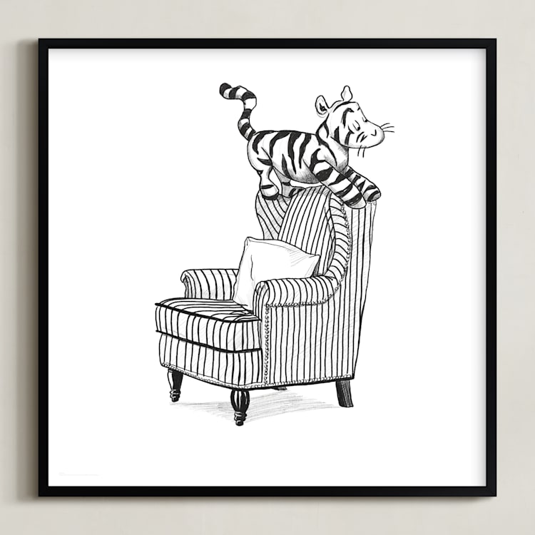 "Tigger Lounging | Winnie The Pooh" - Art Print in White by Stefanie Lane - Framed