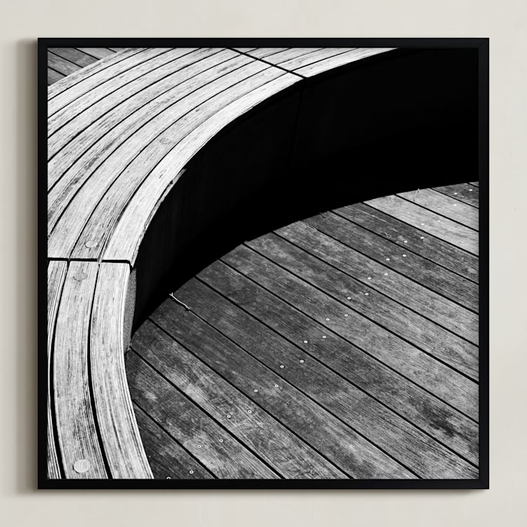 "Curve Bench Geometric I" - Art Print in tonal grey by Van Tsao - Framed