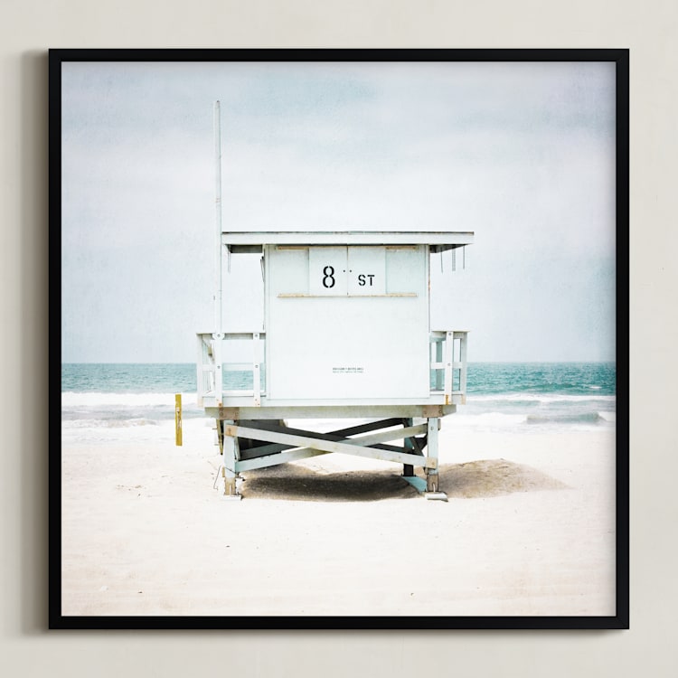 "8th Street Tower" - Art Print in blue by Shannon Howard - Framed