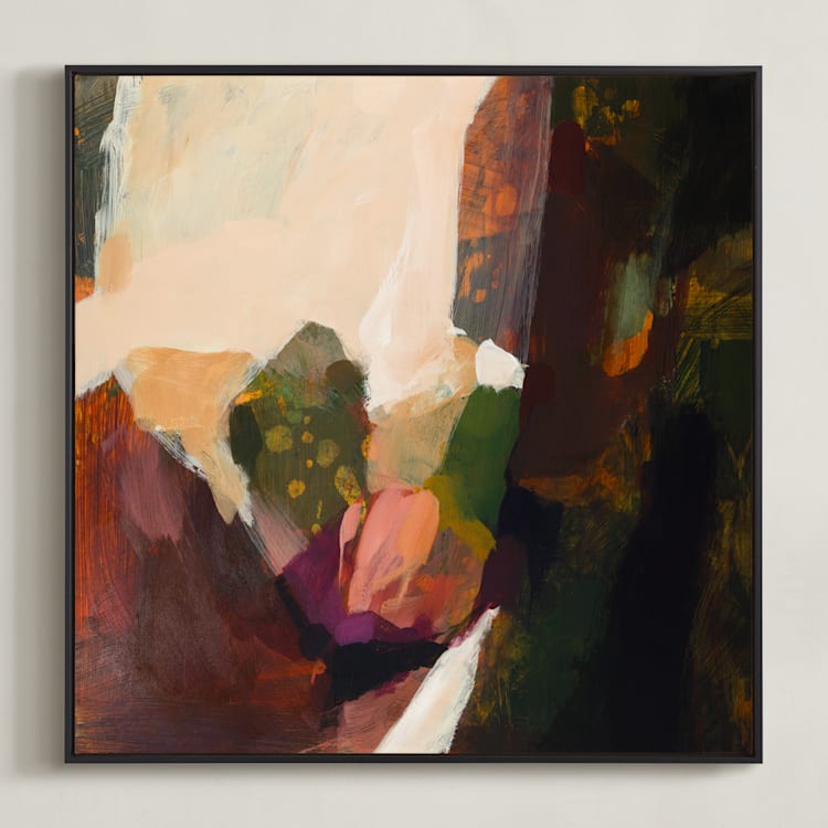 "Square Abstract 4" - Art Print in Rust by Wendy Keller - Framed Canvas
