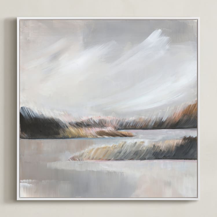"Misty Beaches ll" - Art Print in Misty grey by AlisonJerry - Framed Canvas