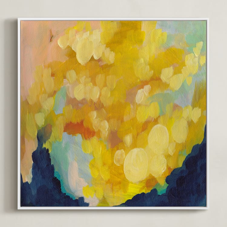 "Goldenrod" - Art Print in White by Holly Whitcomb - Framed Canvas