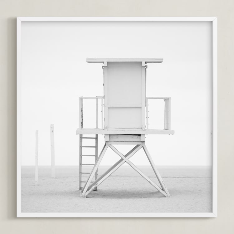 "Iconic Lifeguard tower" - Art Print in Neutral Grey by Kate Houlihan Photography - Framed