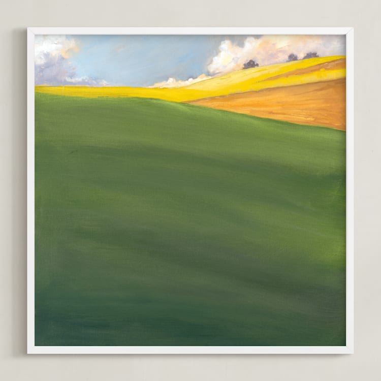 "September Hill" - Art Print in Rich Green by Stephanie Goos Johnson - Framed