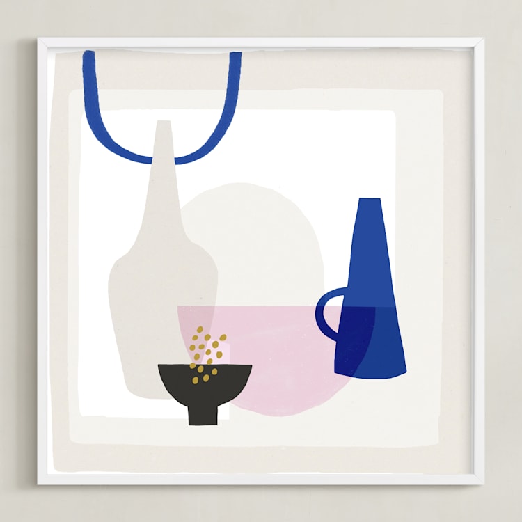 "Surface Study 1" - Art Print in Grecian blue by Francesca Iannaccone - Framed