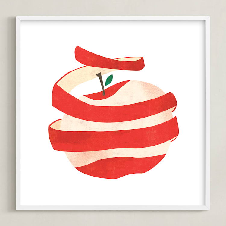 "Peeled Apple" - Art Print in Apple Red by Morgan Ramberg - Framed