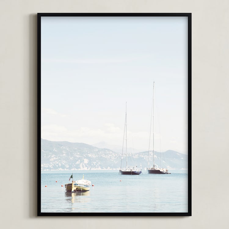 "Portofino Afternoon" - Art Print in Sky by Three Kisses Studio - Framed