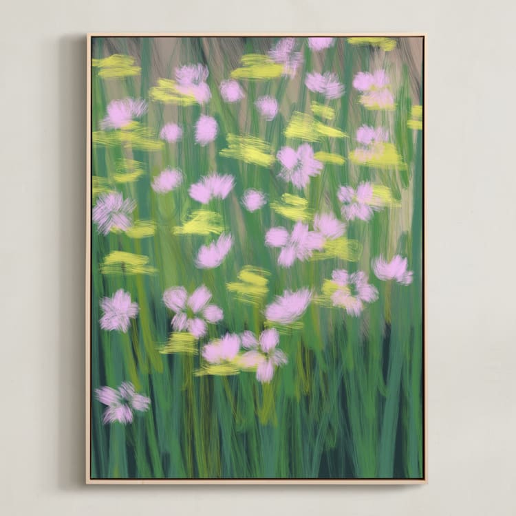 "Dancing Flowers 1" - Art Print in Meadow by Huefete - Framed Canvas