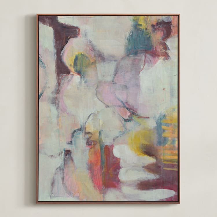 "Moment 1" - Art Print in Warm Whites and Shades by Lenay Hughes - Framed Canvas