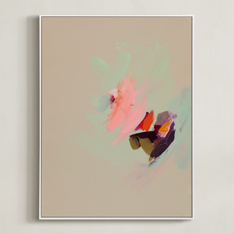 "Muted Abstract Diptych I" - Art Print in bright pink by Caryn Owen - Framed Canvas