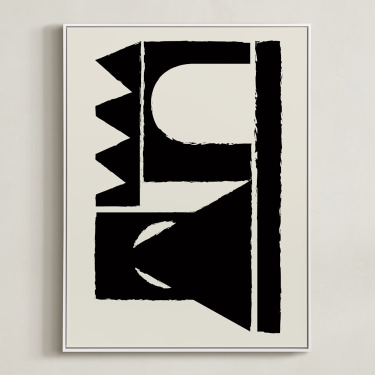 "Paper collage" - Art Print in Blackish by Stefania Copertini - Framed Canvas