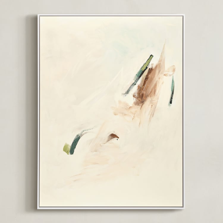 "Spring Abstract Diptych I" - Art Print in Cream by Caryn Owen - Framed Canvas