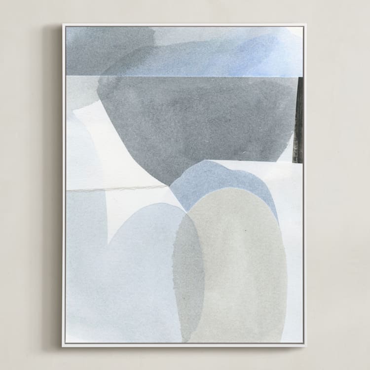 "Construct 3" - Art Print in Soft Blues by Ashleigh Ninos - Framed Canvas