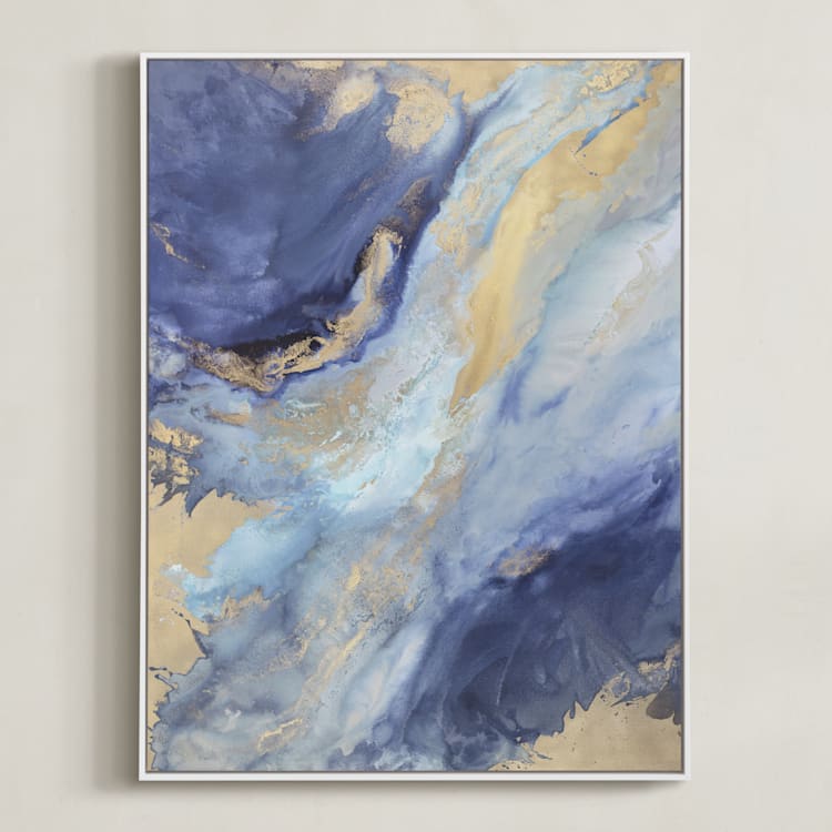 "Olympia Rises" - Art Print in Indigo by Julia Contacessi - Framed Canvas