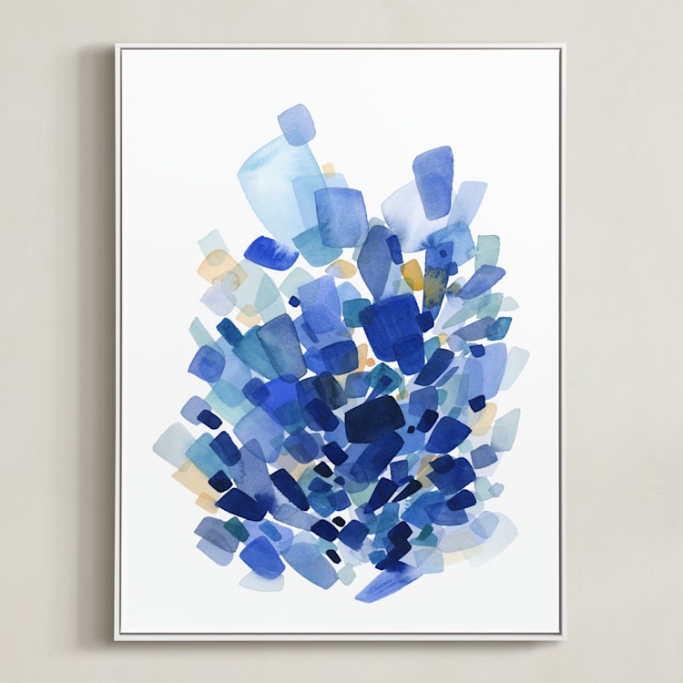 "Sea Glass" - Art Print in Ocean Blue by Yao Cheng Design - Framed Canvas